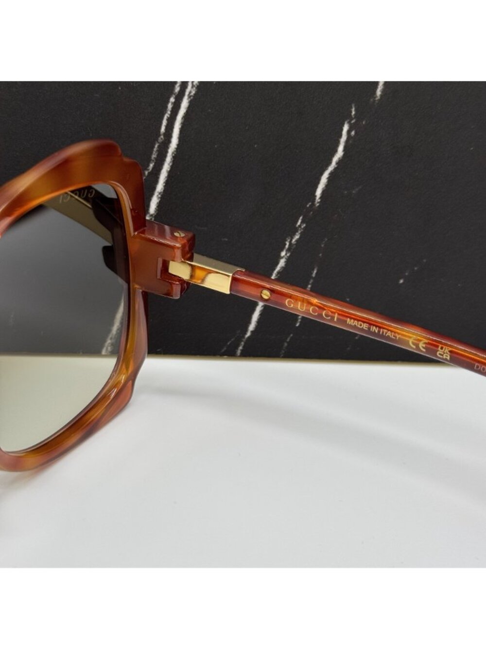 Gucci GG1431S 002 Havana Green Women Oversized Sunglasses Authentic NEW - Picture 8 of 9